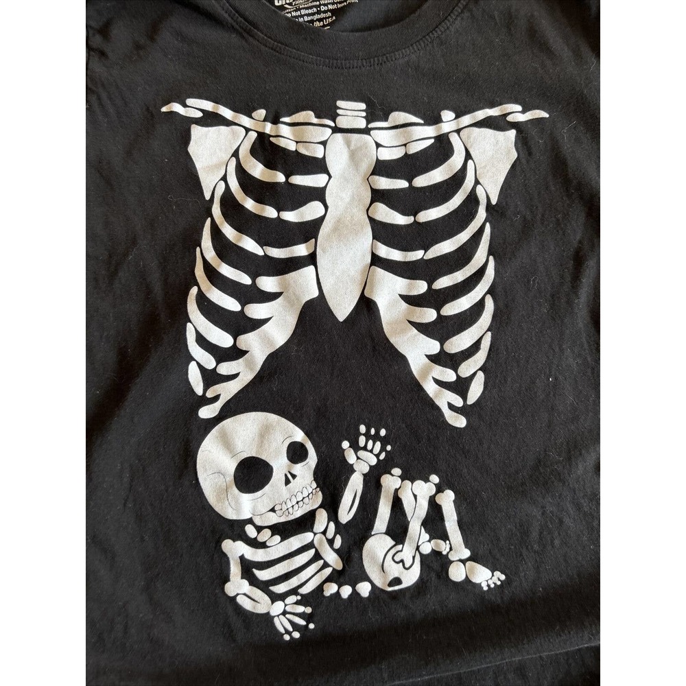 Graphic Tee shirt T Shirt Women's Fashion - Mom Baby Skelton XL Black White
